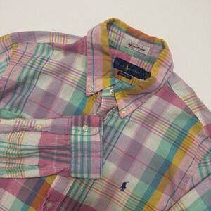 Ralph Lauren Button Down Shirt Mens L Multicolor Excellent Indian Madras Plaid